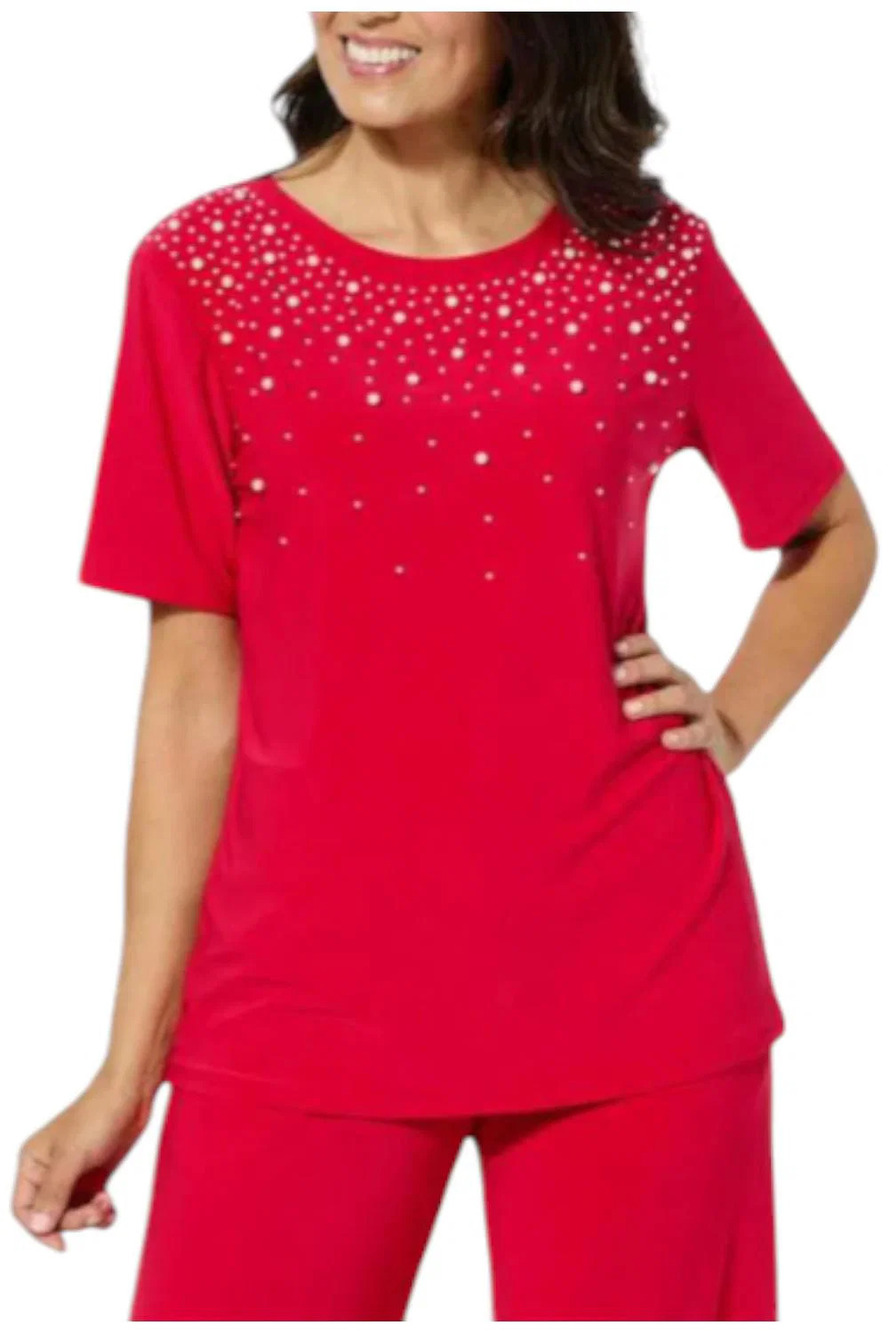 Antthony Embellished Top Red Rouge - Regular